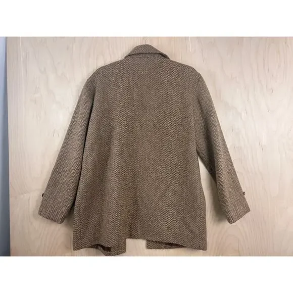 Lauren Ralph Lauren Wool Coat Brown Herringbone Button Front Women’s M - Picture 3 of 11